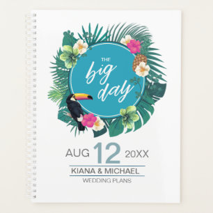 Watercolor Tropical w/Toucan Wedding Teal ID577 Planner