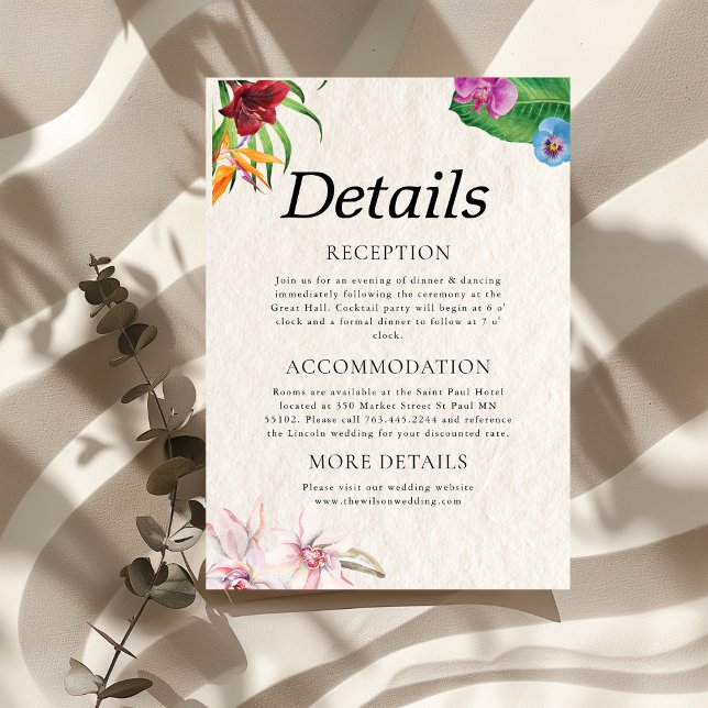 Watercolor Tropical Wedding Details Enclosure Card (Creator Uploaded)