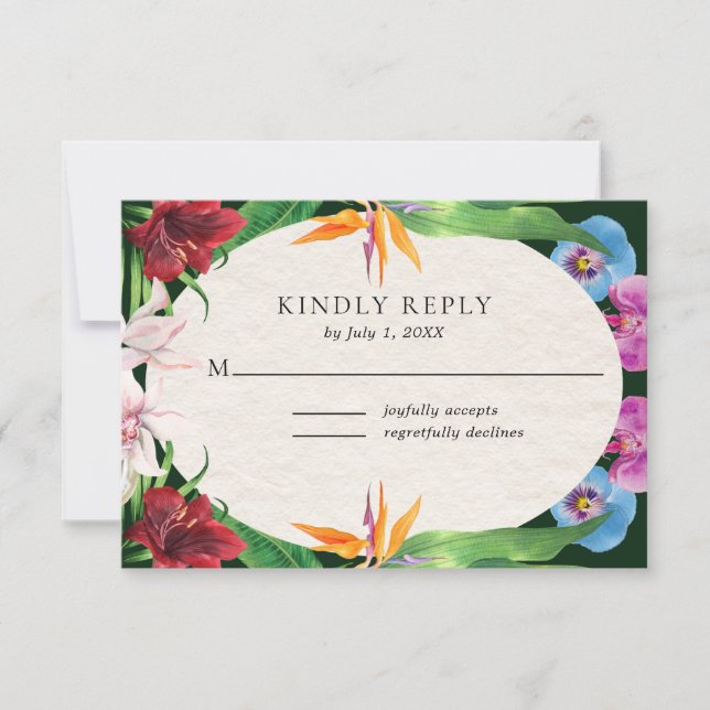 Watercolor Tropical Wedding RSVP Card (Front)