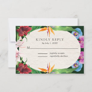 Watercolor Tropical Wedding RSVP Card