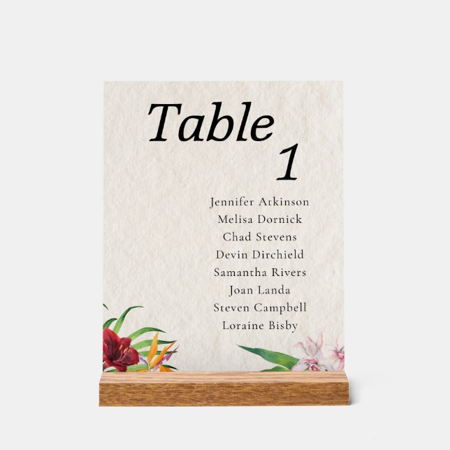 Watercolor Tropical Wedding Seating Chart (Front)