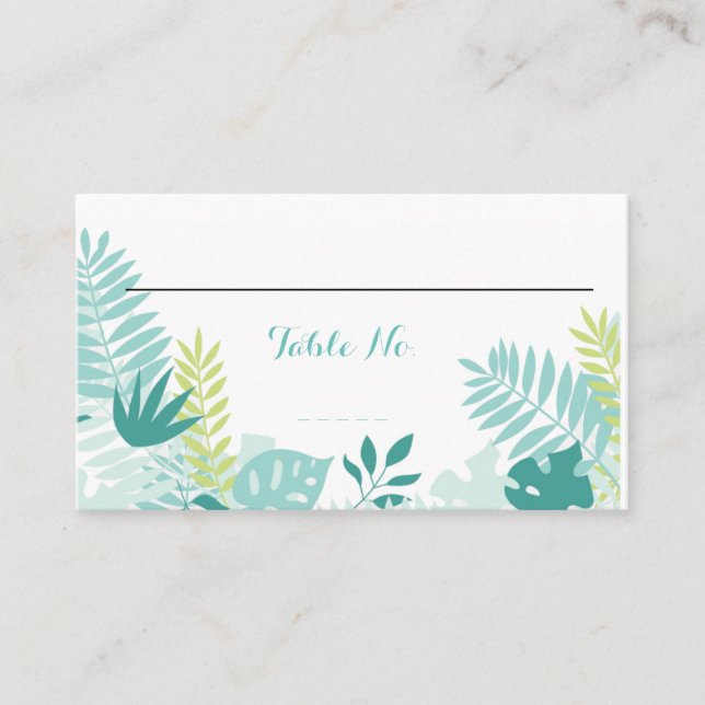 Watercolor Tropical Wedding Table No. Place Card (Front)