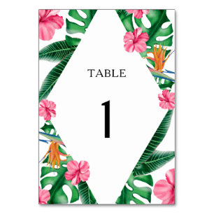 Watercolor tropical - wedding table number