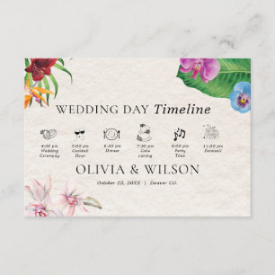 Watercolor Tropical Wedding Timeline Enclosure Card