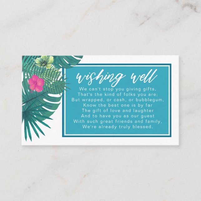 Watercolor Tropical Wishing Well V3 Teal ID577 Enclosure Card (Front)