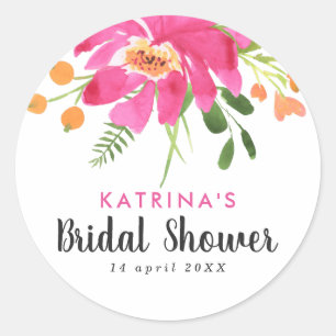 Watercolor Tropics Bridal Shower Favour Classic Round Sticker