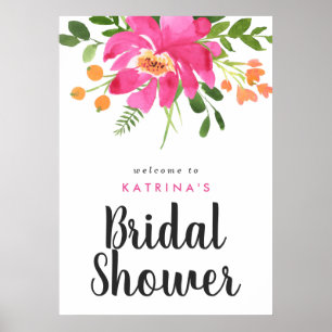 Watercolor Tropics Bridal Shower Welcome Poster
