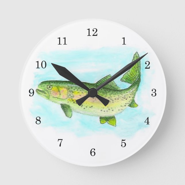 Watercolor Trout Clock (Front)