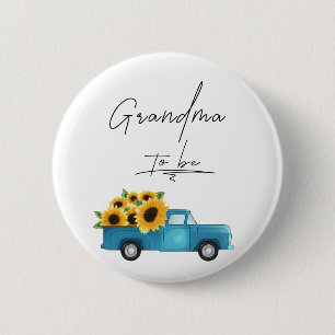 Watercolor Truck with Sunflowers Grandma To Be 6 Cm Round Badge