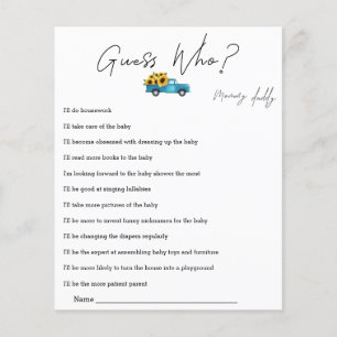 Watercolor Truck with Sunflowers Guess Who Game