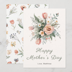 Watercolor Tulip Bouquet Mother's Day Card