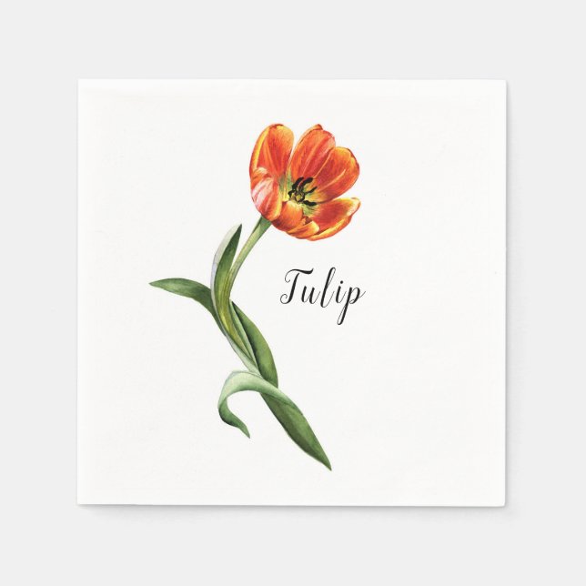 Watercolor Tulip Floral Napkin (Front)