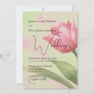 Watercolor Tulip Floral Wedding Invitation