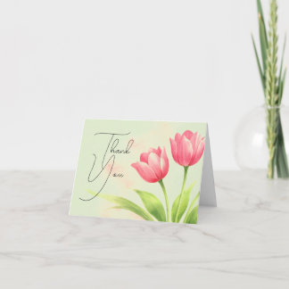 Watercolor Tulip Floral Wedding Thank You Card