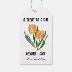 Watercolor Tulip Flowers "A Treat to Share" Gift Tags