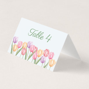 Watercolor Tulip Flowers Wedding Table Number Card