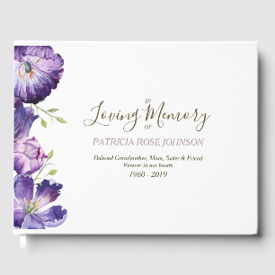 Watercolor Tulip Memorial Funeral Remembrance Guest Book