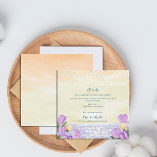 Watercolor Tulip Seaside Pastel Floral Wedding Enclosure Card