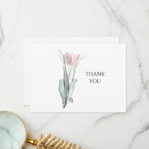 Watercolor Tulip Simple Funeral Thank You II Card