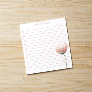 Watercolor Tulip To Do List Modern Boho Chic Notepad