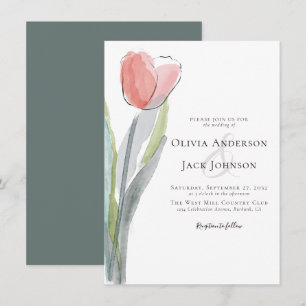 Watercolor Tulip Wedding Invitation