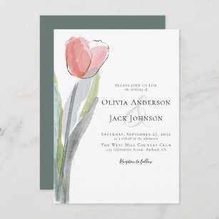 Watercolor Tulip Wedding Invitation