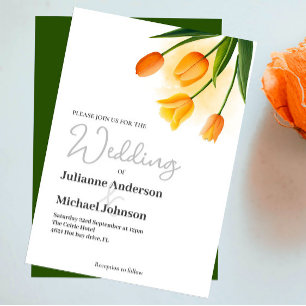 Watercolor Tulip Wedding Invitation