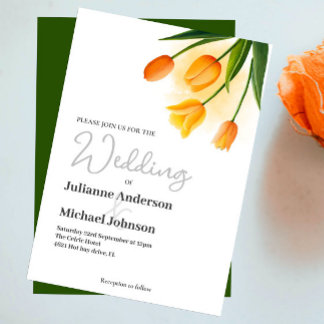 Watercolor Tulip Wedding Invitation