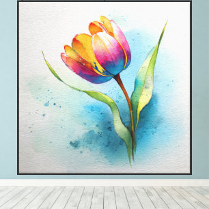 Watercolor Tulip Whispers Abstract Art Canvas Print