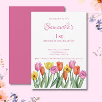 Watercolor Tulips 1st Birthday