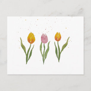Watercolor Tulips / Aquarell Tulpen Postcard
