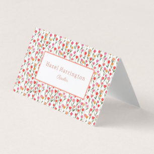 Watercolor Tulips Business Card Personalized 