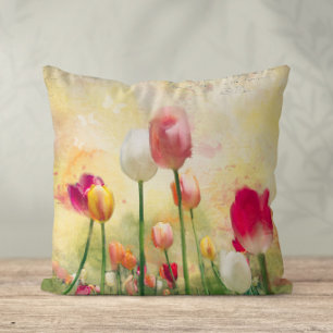 Watercolor Tulips Cushion