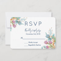 Watercolor Tulips Floral Bouquet RSVP