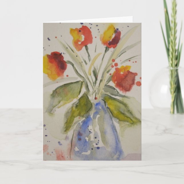 Watercolor Tulips Greeting Card (Front)