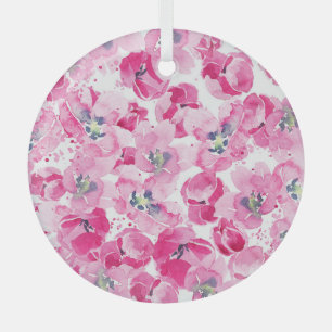 Watercolor tulips: hand-drawn card design glass tree decoration