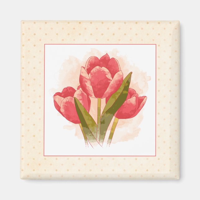 Watercolor Tulips Magnet (Front)