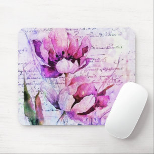 Watercolor tulips mouse mat