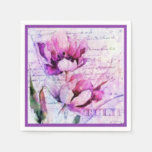 Watercolor tulips  napkin