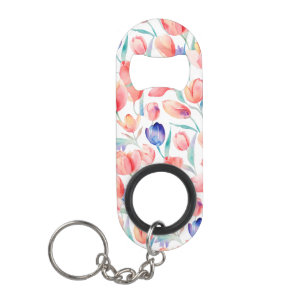 Watercolor Tulips Pattern Bottle Opener