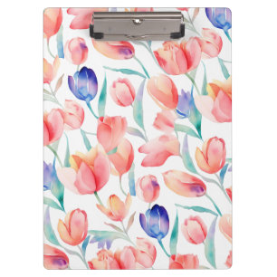Watercolor Tulips Pattern Clipboard
