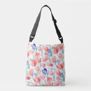 Watercolor Tulips Pattern Cross Body Bag