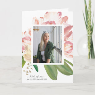 Watercolor Tulips Photo Memorial Program Programme