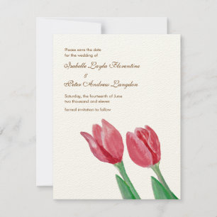 Watercolor Tulips Save the Date Wedding Card