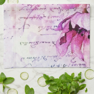 Watercolor tulips tea towel