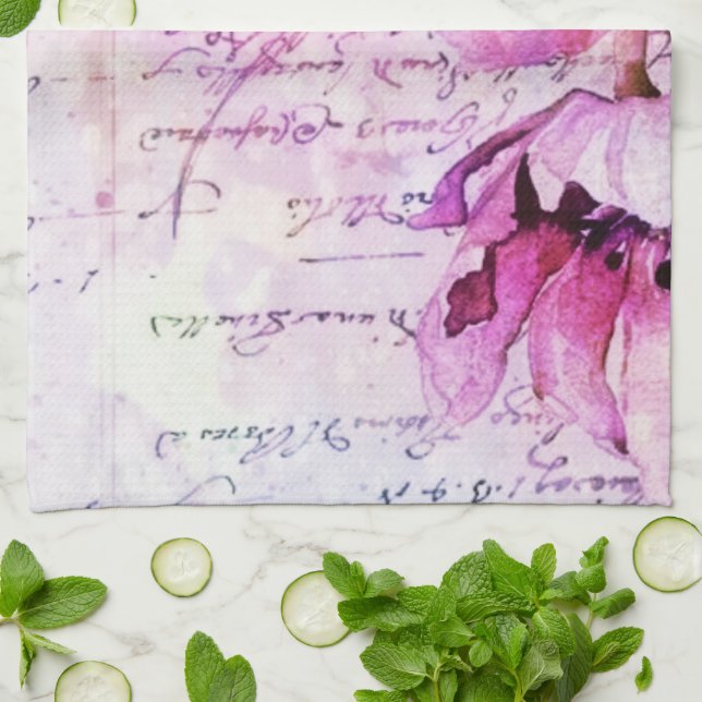 Watercolor tulips  tea towel (Folded)
