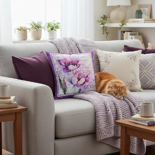 Watercolor tulips  throw pillow