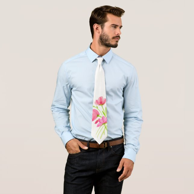 Watercolor Tulips Tie (In Situ)