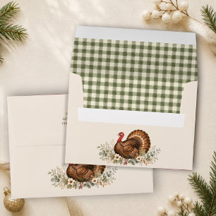 Watercolor Turkey Fall Return Address Envelope