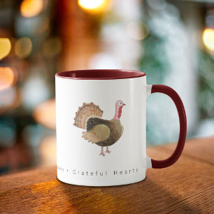 Watercolor Turkey Good Coffee Grateful Hearts Mug